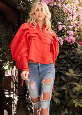 chiclefrique cotton red long sleeves top shirt blouse zoethelabel