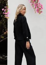 Inez Linen Blazer | Black