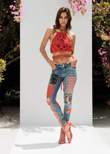 Zoethelabel Macrame Bachelorette Boho Knot Short Crop Top Mix match Shorts Jeans Pants