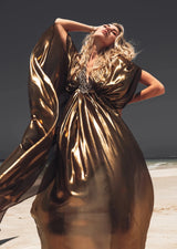 Metallic beach bikini coverup kaftan