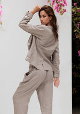 Inez Linen Blazer | Khaki