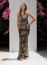 Sexy Backless Zebra Maxi Cocktail Dress Zoe The Label