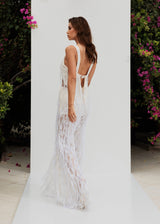 Zoe The Label Summer Long Fringe Sheer See Through High-Waisted White Pants