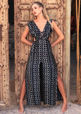 Zuri Satin Maxi Dress | Black and White