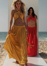 Summer Sexy Halter Bra Top Low-Waisted Long Skirt Comfy Cotton Beach Set Brunch Party Outfit BFF Goals Zoe The Label