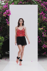 Niamh Playsuit | Black and Red
