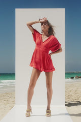 Harra Cotton Playsuit | Neon Orange