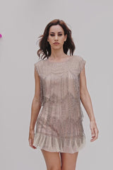 Sharon Dress | Nude and Gray