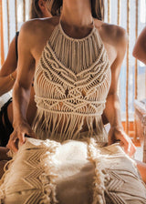 Nuru Macrame Top | Bone