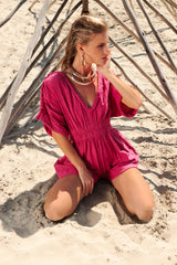 Harra Cotton Playsuit | Fuchsia