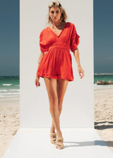 Harra Cotton Playsuit | Neon Orange