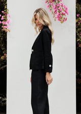 Inez Linen Blazer | Black