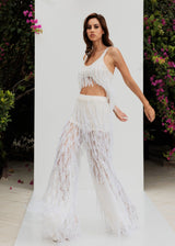 White Sexy Crop Sheer Fringe Summer Top ZoeTheLabel